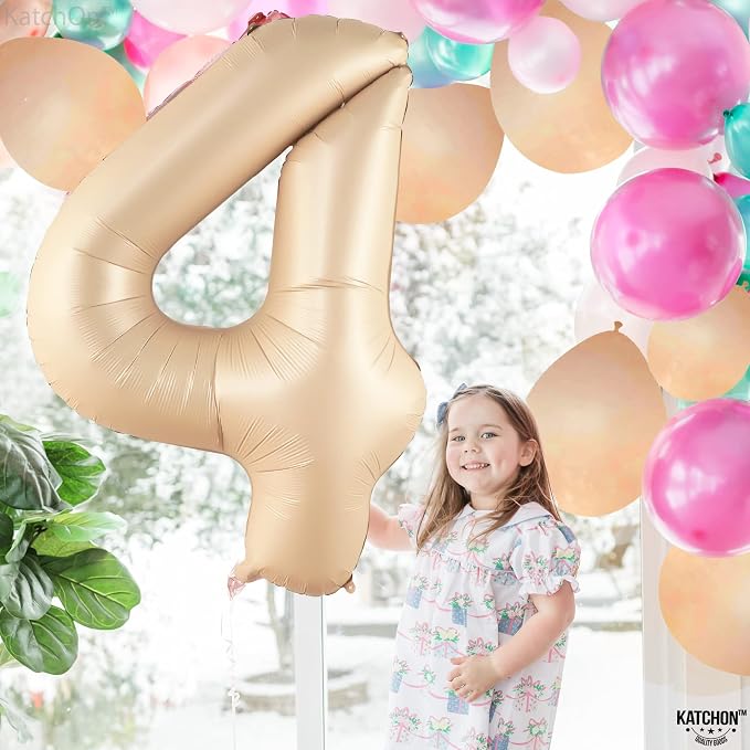 KatchOn Caramel 4 Balloon Number 40 Inch | Neutral Number 4 Balloon - Image 2