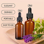 Eternal Moment 1 oz Eye Dropper Bottle(48 Pack), 30ml Amber Glass Bottles with Glass Eye Dropper for Essential Oils, Chemistry Lab Chemicals, Colognes & Perfumes