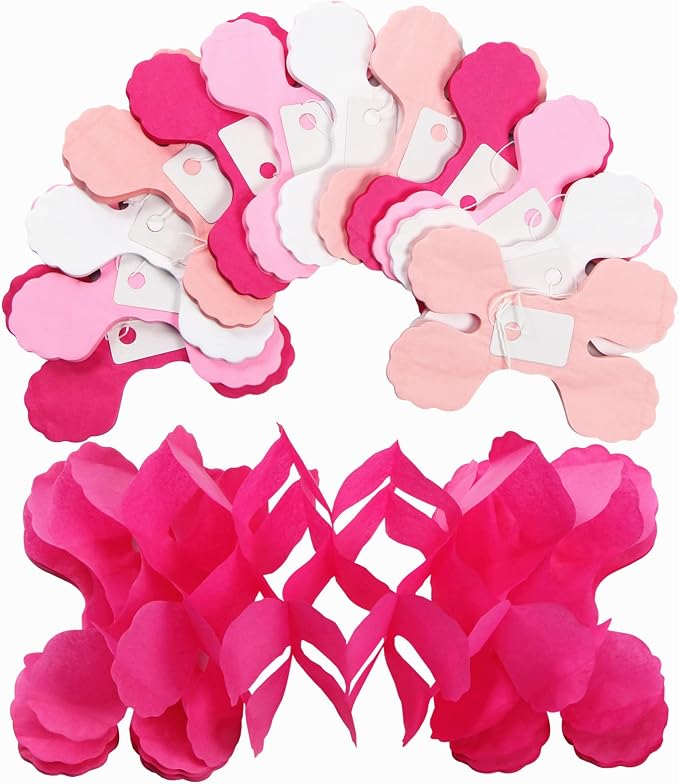 Rose-Red Pink-White Party-Decorations Streamers Garland - 157Ft Four-Leaf - Image 4