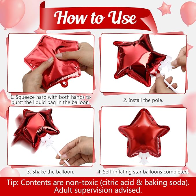 60 Pcs Mini Star Self Inflatable Balloons Bulk - Image 2