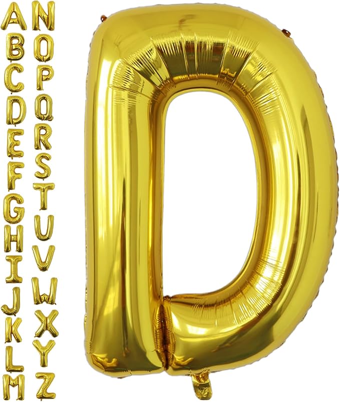 VHUWE 40 inch Gold Letter D Balloon, Big Size Alphabet Foil Mylar Helium by VHUWE
