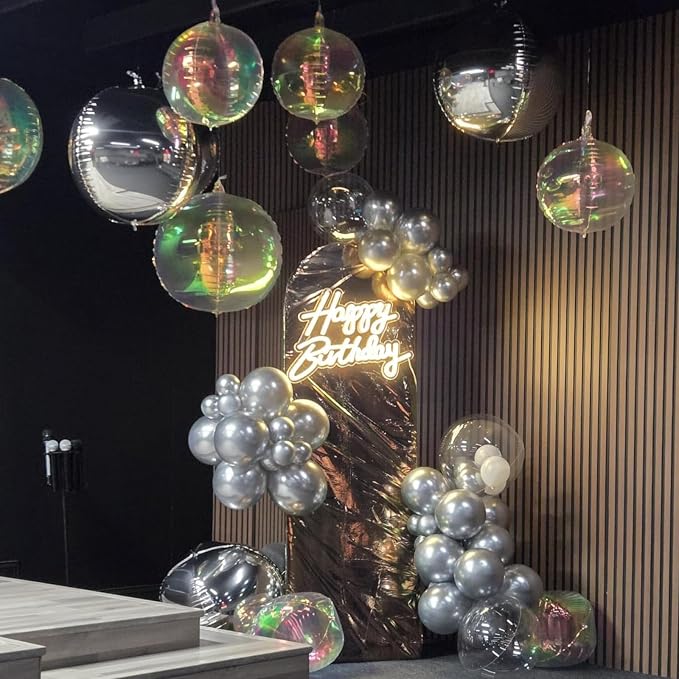 6Pcs Iridescent Round Foil Balloons, Giant 4D Clear Round Ball Balloon - Image 6
