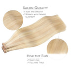 WENNALIFE Tape in Hair Extensions Human Hair, 40pcs 80g 12 inch Balayage Light Wheat Platinum Blonde Hair Extensions Real Human Hair Straight Tape in Extensions Invisible Human Hair Extensions Reusabl