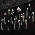14 Pieces Bride Hair Pins Rhinestones Hair Accessories for Women Crystal Wedding Hairpiece for Bridesmaids