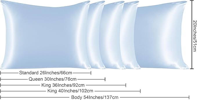NTBAY 2 Pack Satin King Pillowcases for Hair and Skin, Luxurious and Silky Pillow Cases with Envelope Closure, 20x36 Inches, Aqua