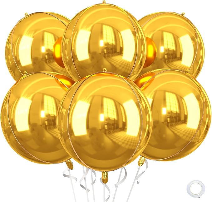 Gold Balloons Foil, 22 Inch Golden Round Ball Balloons, Large Metallic Balloon by Saxuxu