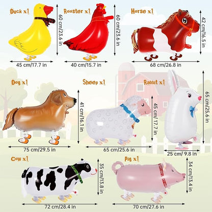 8 Pcs Walking Animal Balloons, Farm Animals Balloons, Walking Foil Mylar Balloon - Image 2