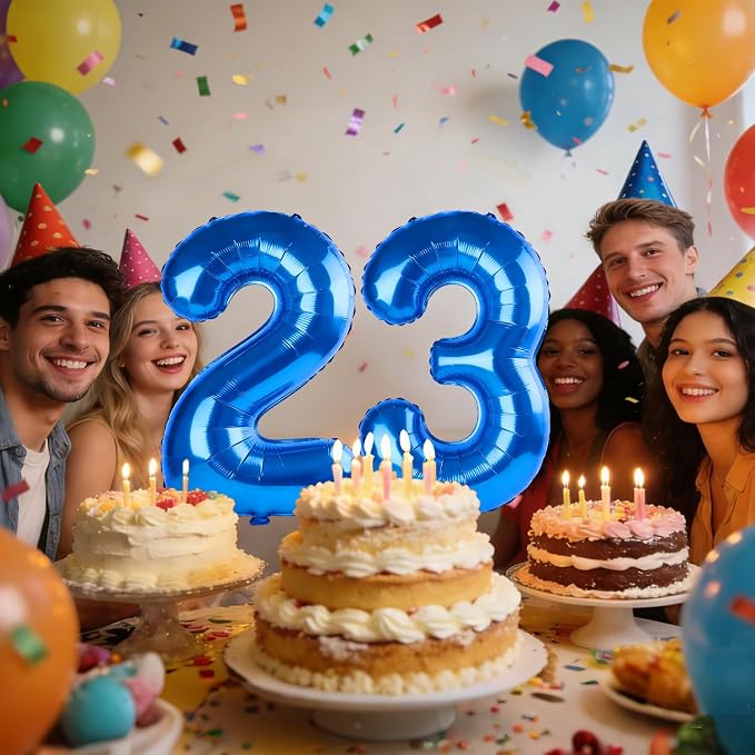 40 Inch Number 23 Balloons for 23rd Birthday Party Decorations, 0-100 Dark Blue - Image 2