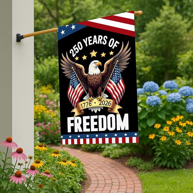 250 year anniversary Garden Flag, 250th birthday Freedom Patriotic Banner - Image 2