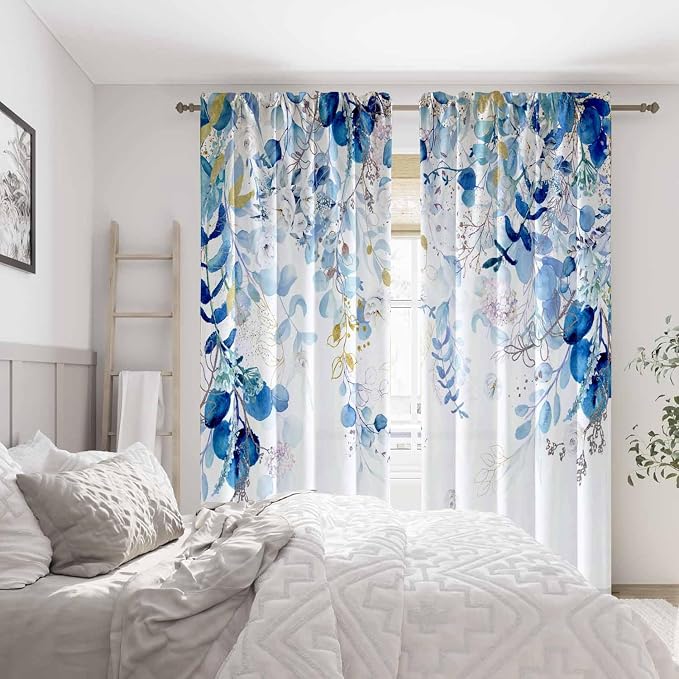 Blue Botanical Curtains 96 Inches Long - Image 6