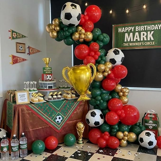 Red and Green Soccer Balloons, 12 Inch Green and Gold Soccer Balloons - Image 9