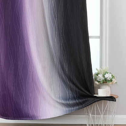 Black and Purple Ombre Blackout Curtains 45 Inch Length 2 Panels, Full Room - Image 6