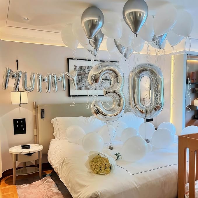 40 Inch 25th Birthday Balloons for Men, Mylar Self Inflating Silver 25 Balloon - Image 4