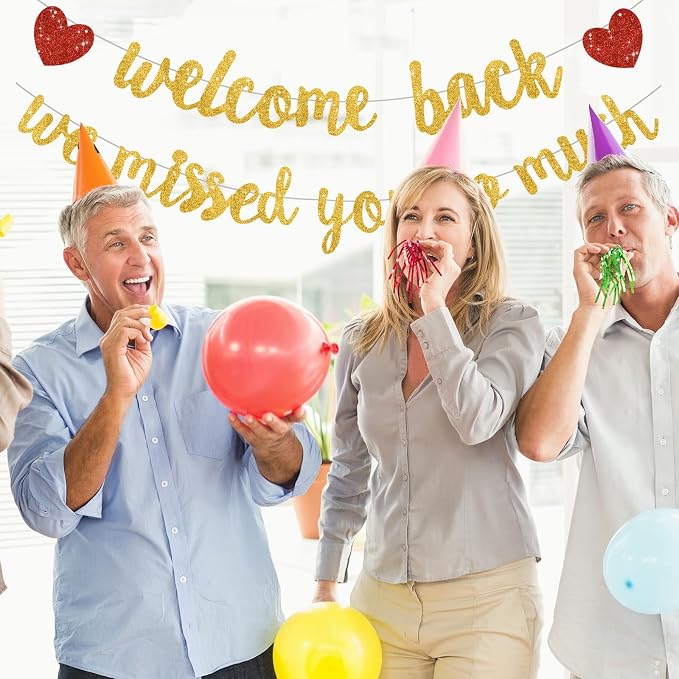 Glitter Gold Welcome Back We Missed You So Much Banner NO DIY | Pre-Strung - Image 6