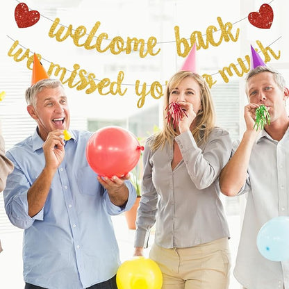 Glitter Gold Welcome Back We Missed You So Much Banner NO DIY | Pre-Strung - Image 6