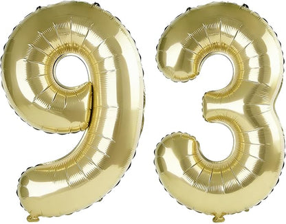 40 Inch Number 93 Balloons for 93rd Birthday Party Decorations, 0-100 Champagne by FOBELEC