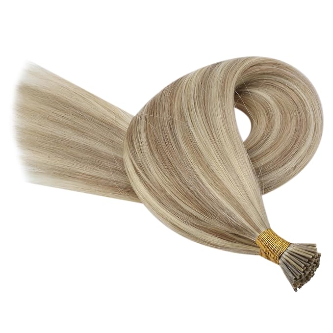 YoungSee I Tip Hair Extensions Blonde Itips Hair Extensions Human Hair Blonde Highlights Itip Hair Extension 18 Inch I-Tip Hair Extension Human Hair 50g 60s Cold Fusion Hair