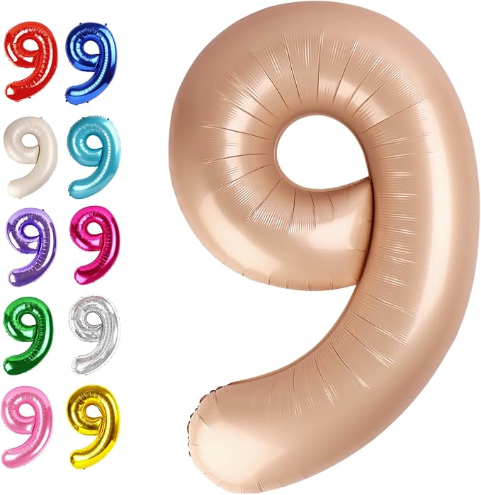 Light Brown Number 9 Balloon 40 inch, Light Brown Birthday Party Decorations | by Upgesy