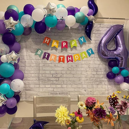 Pre-Strung Rainbow Happy Birthday Banner Sign Colorful Party Decorations | - Image 8