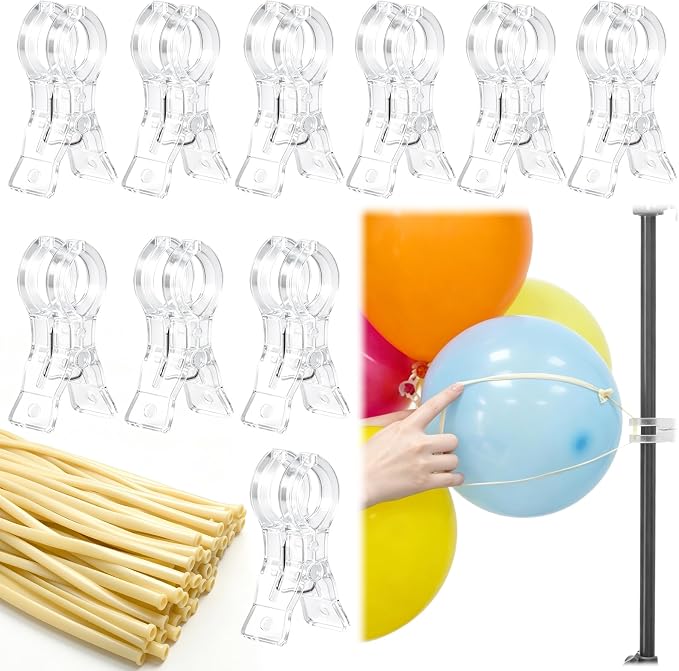 Balloon Arch Clips Set, 10 Pack 3.5 Inch Large Clips and 100 Pack 260 Long by Unknown