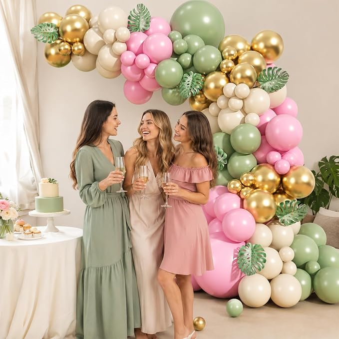 Pink and Green Gold Balloon Arch Kit - Image 6
