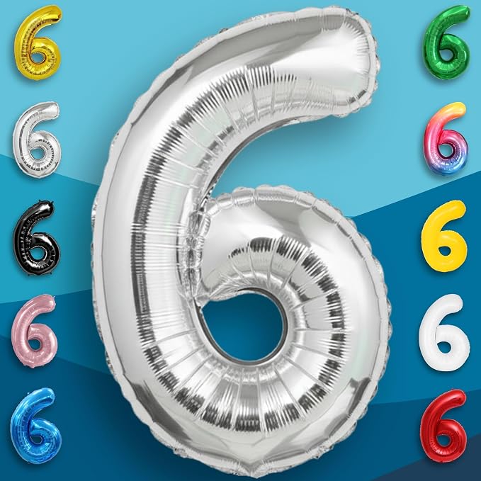 Silver Number Balloon 6 Mylar Foil Balloons 32 inch - Image 5