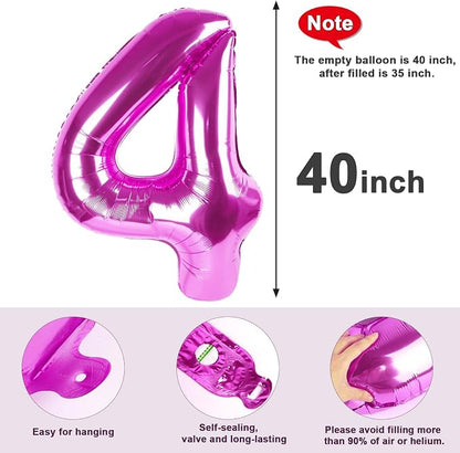 4 Balloon Number 40 Inch Rose Purple Balloons - Image 5