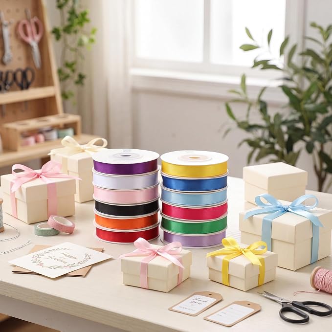 woric 120 Yards Rainbow Ribbon 12 Colors 3/8" x 10 Yards/Roll | Easy To Tie and - Image 5