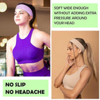 Lotus78, Pack of 8 Wide Headbands for Women Non Slip, Fashionable Sports Hair Bands for Women's Hair, Soft Elastic Stretchy Head Bands, Yoga Workout Headbands for Women Daily Fashion(Smile icon)