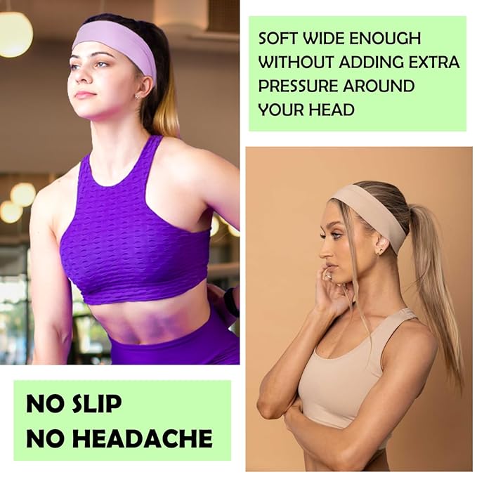 Lotus78, Pack of 8 Wide Headbands for Women Non Slip, Fashionable Sports Hair Bands for Women's Hair, Soft Elastic Stretchy Head Bands, Yoga Workout Headbands for Women Daily Fashion(Smile icon)