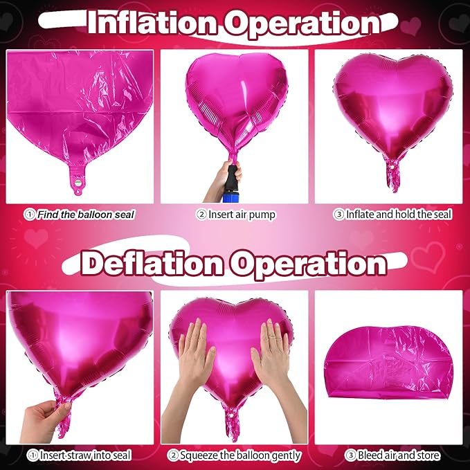 Pink Black Heart Foil Balloons - Image 6