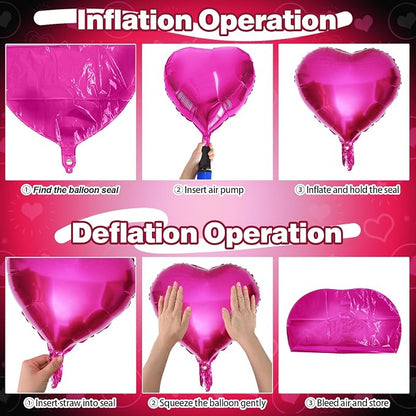 Pink Black Heart Foil Balloons - Image 6