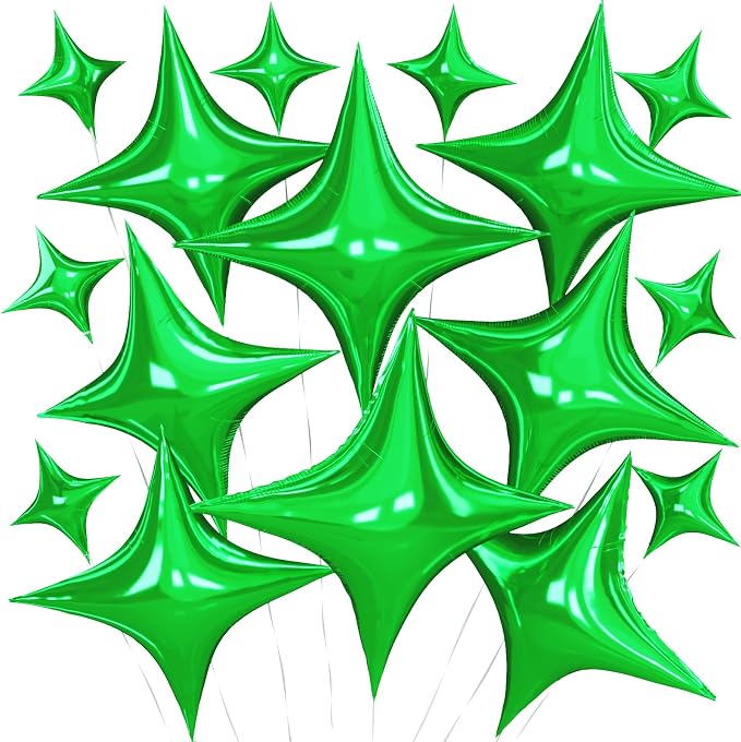 Green Star Balloons, 26 Inch and 10 Inch Green Stars Shaped Balloon by BIAPIAN