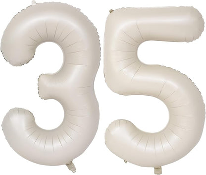 40 In Cream white Number Balloons Helium Foil Mylar Balloon Digital 35 | by Exquisitehighqualitypartydecorationstomeetyoureveryneed%EF%BC%81