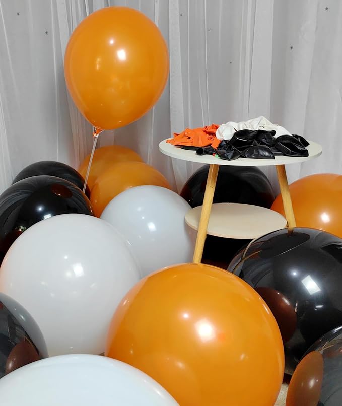 90 Pack Black White Orange Balloons 18 inch Latex Party Balloon Bulk - Image 5