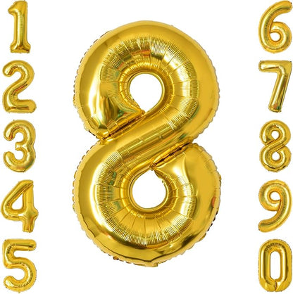 Gold Number 8 Balloon 40 Inch, Shiny Gold Foil Decor by Unknown