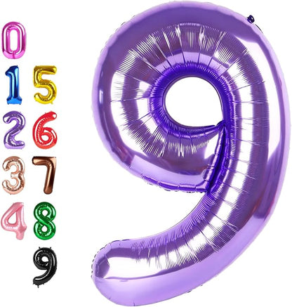 Number Balloons Purple 9 Balloon 40 inch by Enyeopd