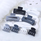 Medium Hair Clips for Women 8 Pcs Small Claw Clips for Thin and Thick Hair 2 Styles Hair Claw Clips Combination Rectangle Banana Jaw Hair Accessories for Women and Girls (Grey)