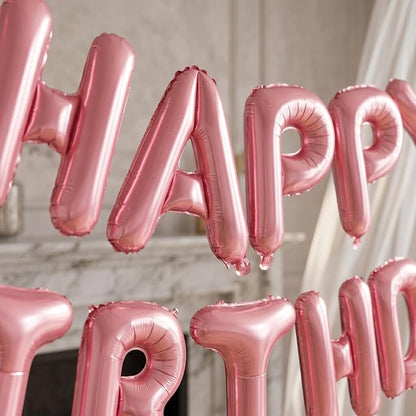 Pink Bow Birthday Decorations Set, Balloons Banner Hanging Swirls Backdrop | - Image 3