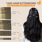 DOORES Clip in Hair Extensions, Real Human Hair, Ash Brown to Platinum Blonde, 150g, 9pcs, 22 Inch, Remy Clip In Hair Extensions, Silky Straight, Thick, Natural