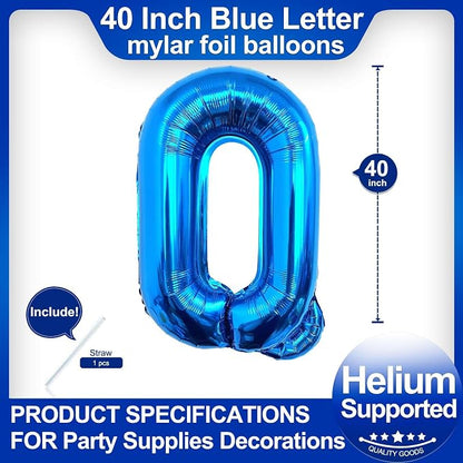 40 Inch Blue Letter Q Balloons, DIY Phrase Foil Alphabet Letter Q Balloons DIY - Image 2