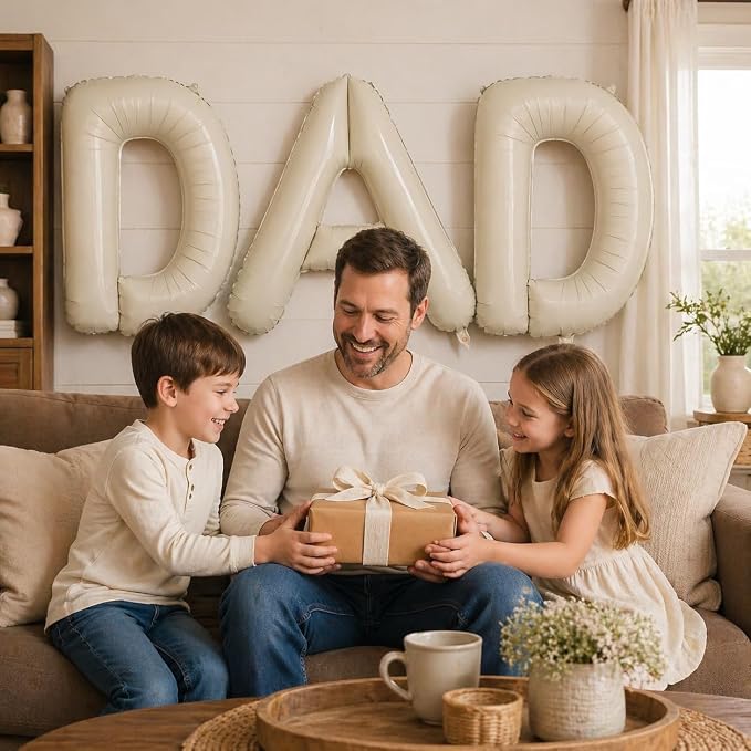 Cream DAD Letter Balloons, 40 Inch Letter Dad Foil Balloon Beige, Helium Big - Image 3