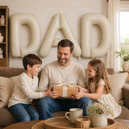Cream DAD Letter Balloons, 40 Inch Letter Dad Foil Balloon Beige, Helium Big - Image 3