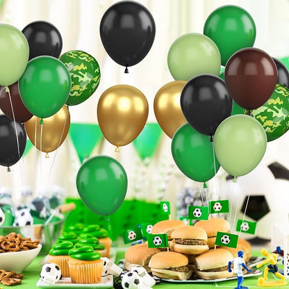 Green and Brown Balloons, 12 Inch Camo Balloons Brown, Sage Green and Metallic - Image 4
