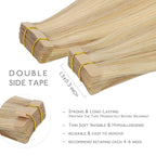 WENNALIFE Tape in Hair Extensions Human Hair, 20pcs 30g 10 inch Light Blonde Highlighted Golden Blonde Remy Hair Extensions Straight Human Hair Tape in Extensions Skin Weft Tape Extensions Human Hair