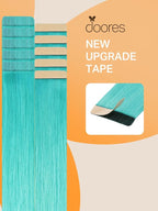 DOORES Human Hair Extensions, Teal Green Tape, Straight, 25g 10pcs 16 Inch