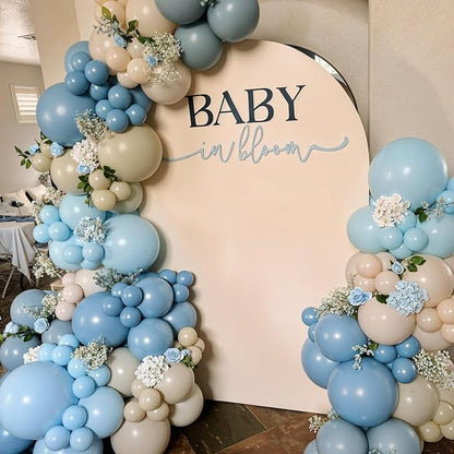 HILAVO Dusty Blue Balloons 12 Inch Pastel Fog Blue Slate White Sand Metallic - Image 5