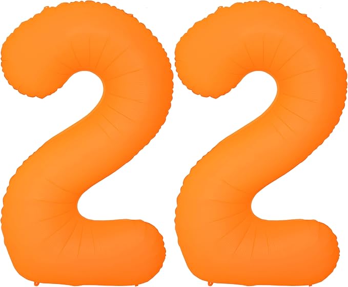 Orange Birthday Number 22 Balloon 40IN Fluorescent Orange 22 Balloon | by YOIOZAIZAI