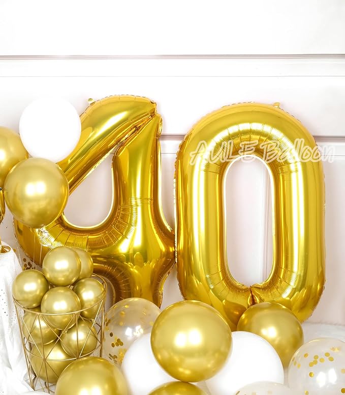 AULE 40 Inch Gold 40 Balloon Number Foil 0-9 Birthday Big Numbers | Birthday - Image 3