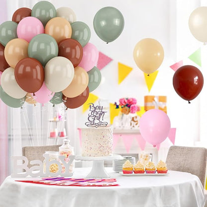 Sage Green Pink Balloons 12inch Dusty Green Pink Brown Balloon - Image 7